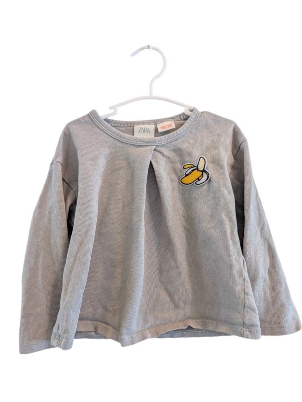 2T Zara Banana Toddler Girls Grey Long Sleeve‎ Pleated Shirt